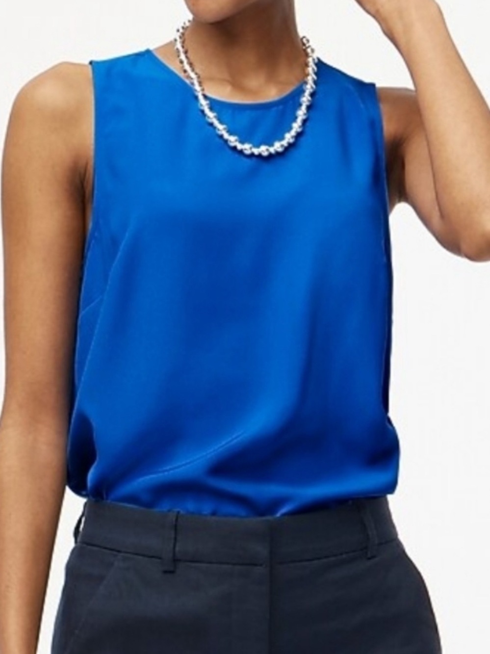 LIKE NEW J. Crew Sleeveless Button-back Shell Tank, Royal Blue, Size XXL,SoldOut